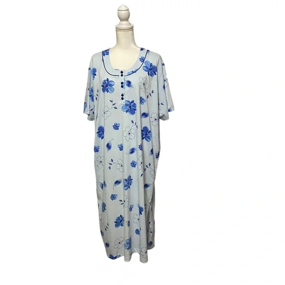 Vintage Night Gown Just my Size Long Night Gown Oversized Shirt Blue - Picture 15 of 15